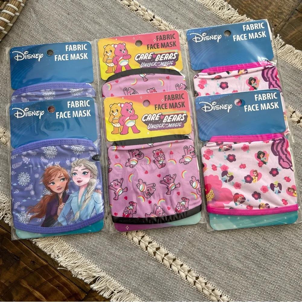 Kids Character Face Mask Care Bears Frozen Minnie Mouse (6 total) New